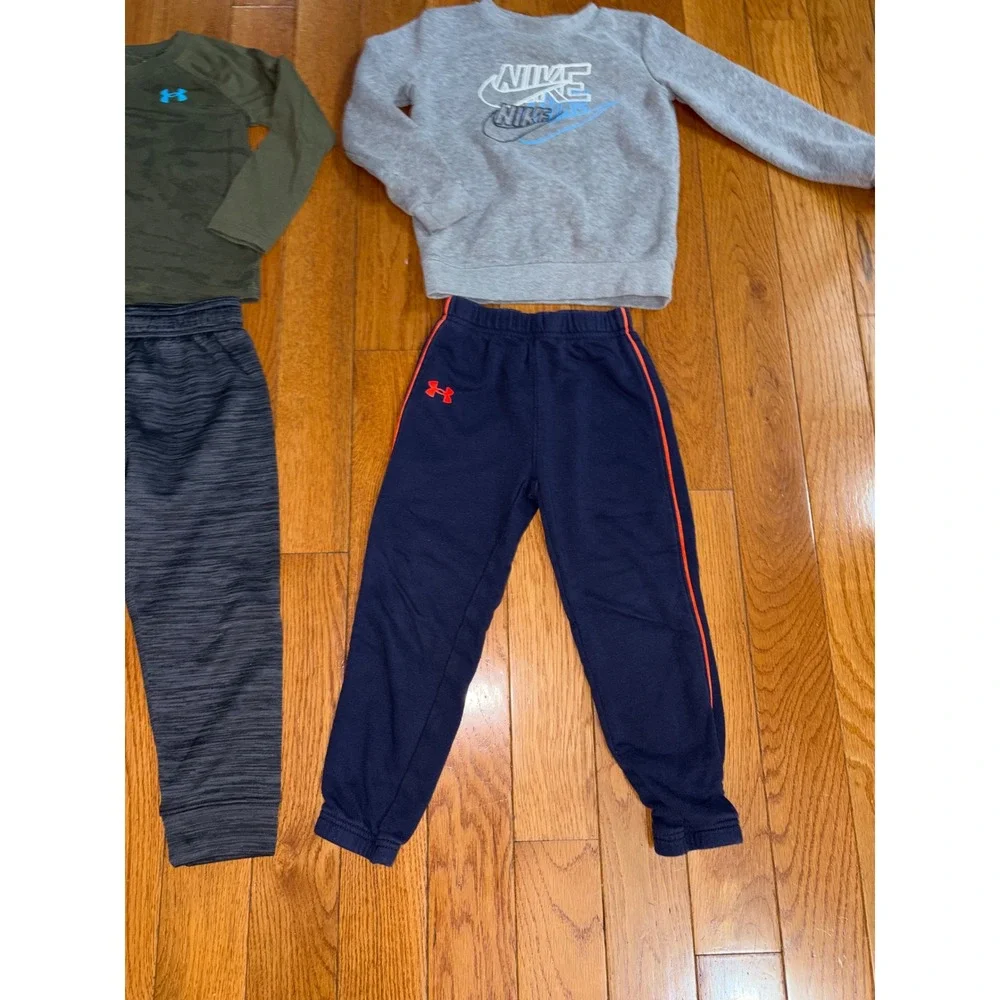 Nike Under Armour Boys Activewear Set 4T Green Camo Gray Navy Joggers Sweatshirt